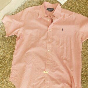 RALP LAUREN CLASSIC FIT SHORT SLEEVE MINI RED & WHITE CHECK SIZE  LARGE  SHIRT